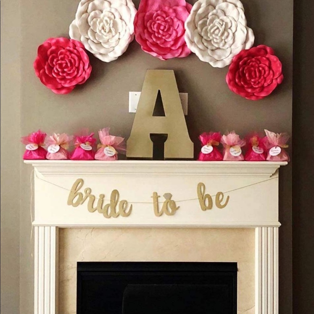 Bride to Be Gold Glitter Banner Diamond Ring Bachelorette Bridal Shower